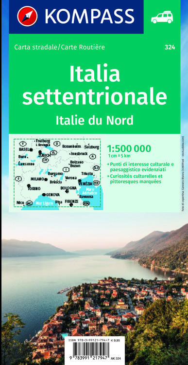 Produktbild: KOMPASS Autokarte Oberitalien, Italia settentrionale, Northern Italy, Italie du Nord 1:500.000