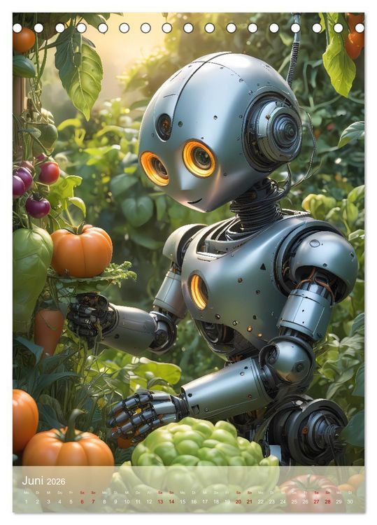 Produktbild: Roboter im Garten - Kleine Helfer (Tischkalender 2026 DIN A5 hoch), CALVENDO Monatskalender