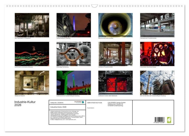 Produktbild: Industrie-Kultur 2026 (Wandkalender 2026 DIN A2 quer), CALVENDO Monatskalender