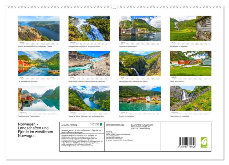 Produktbild: Norwegen - Landschaften und Fjorde im westlichen Norwegen (hochwertiger Premium Wandkalender 2026 DIN A2 quer), Kunstdruck in Hochglanz