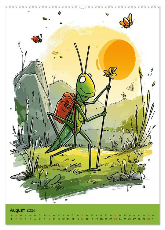 Produktbild: Der fr&ouml;hliche Grash&uuml;pfer - bunter Kinderkalender f&uuml;r das Kinderzimmer (hochwertiger Premium Wandkalender 2026 DIN A2 hoch), Kunstdruck in Hochglanz