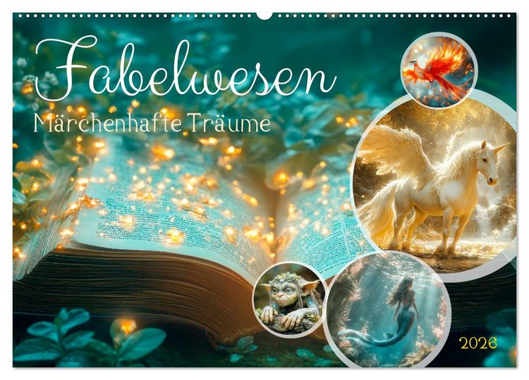 Produktbild: FABELWESEN M&auml;rchenhafte Tr&auml;ume (Wandkalender 2026 DIN A2 quer), CALVENDO Monatskalender