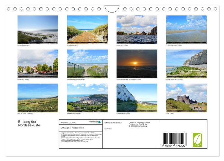 Produktbild: Entlang der Nordseek&uuml;ste (Wandkalender 2026 DIN A4 quer), CALVENDO Monatskalender