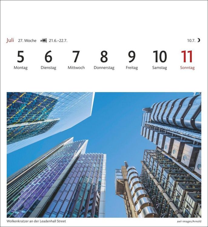 Produktbild: London Sehnsuchtskalender 2027 - Wochenkalender mit 53 Postkarten