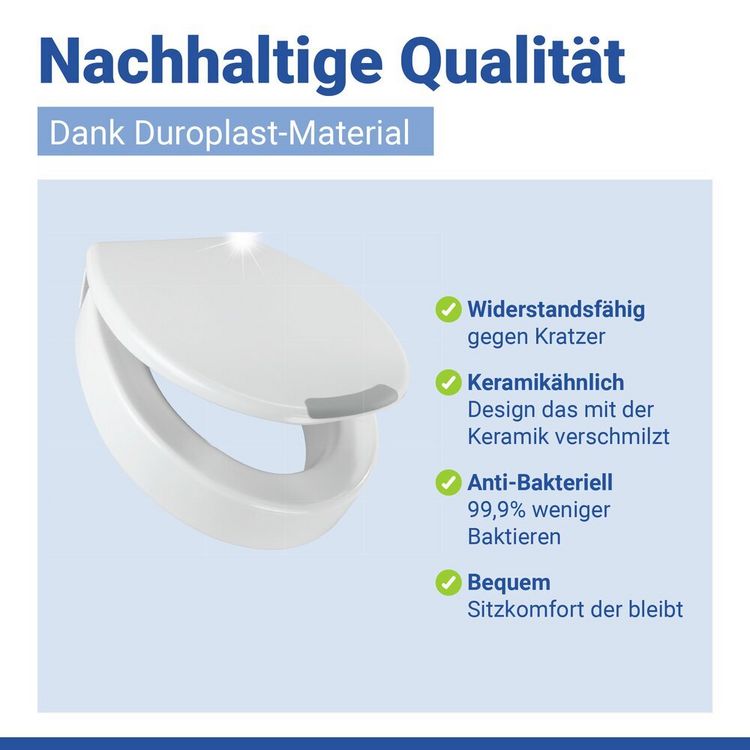 Produktbild: WC Sitz Mod. Secura Comfort L, mit 8 cm Sitzerh&ouml;hung, belastbar bis 300 kg