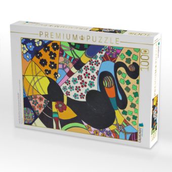 Produktbild: CALVENDO Puzzle Lady-K&auml;tz, Petra Kolossa, Acryl auf Leinwand, 70x50, 2017 | 1000 Teile Lege-Gr&ouml;&szlig;e 64x48cm Foto-Puzzle f&uuml;r gl&uuml;ckliche Stunden