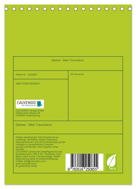 Produktbild: G&auml;rtner - Mein Traumberuf (Tischkalender 2026 DIN A5 hoch), CALVENDO Monatskalender