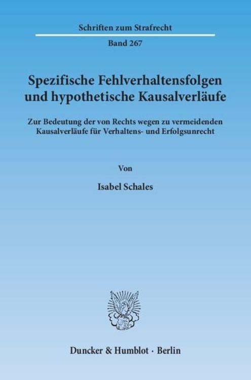 Produktbild: Spezifische Fehlverhaltensfolgen und hypothetische Kausalverl&auml;ufe.