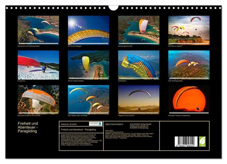 Produktbild: Freiheit und Abenteuer - Paragliding (Wandkalender 2026 DIN A3 quer), CALVENDO Monatskalender