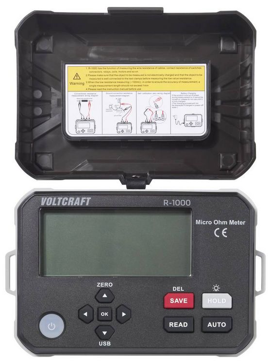 Produktbild: VOLTCRAFT R-1000 Mikroohmmeter 1 &micro;Ω 1A Datenspeicher Akkubetrieb