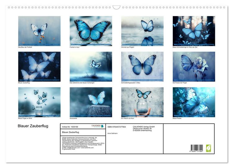 Produktbild: Blauer Zauberflug (Wandkalender 2026 DIN A2 quer), CALVENDO Monatskalender