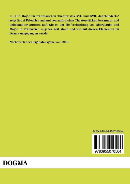 Produktbild: Die Magie im franz&ouml;sischen Theater des XVI. und XVII. Jahrhunderts
