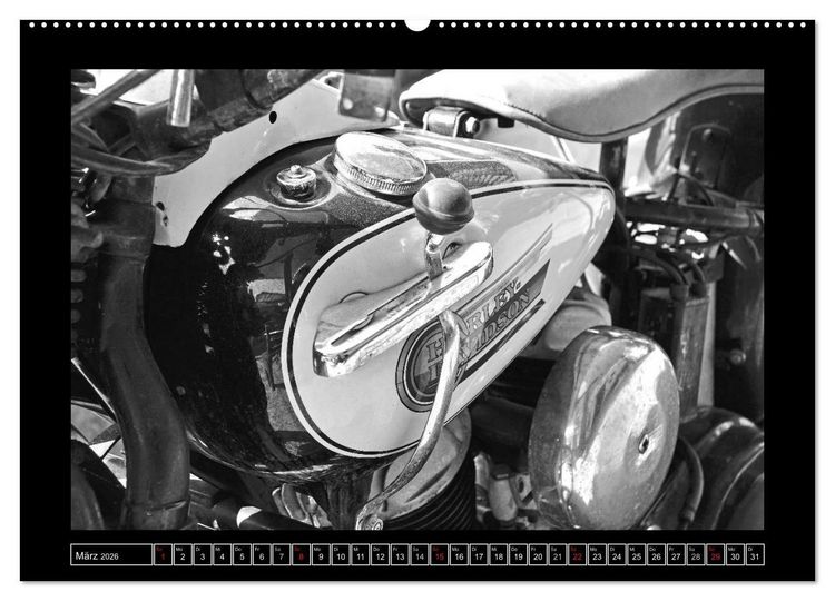 Produktbild: Harley Davidson WLA 750 in Schwarzweiss (Wandkalender 2026 DIN A2 quer), CALVENDO Monatskalender