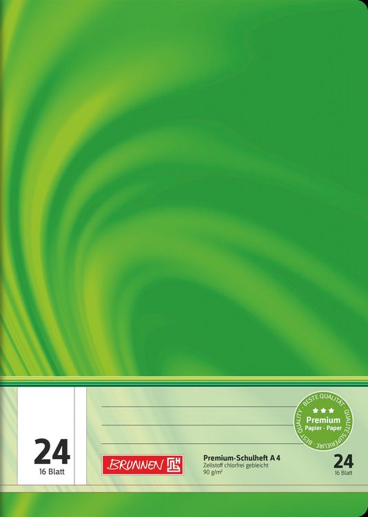 Produktbild: Brunnen Schulheft Premium Vivendi | A4, Lineatur 24, 16 Blatt, gr&uuml;n