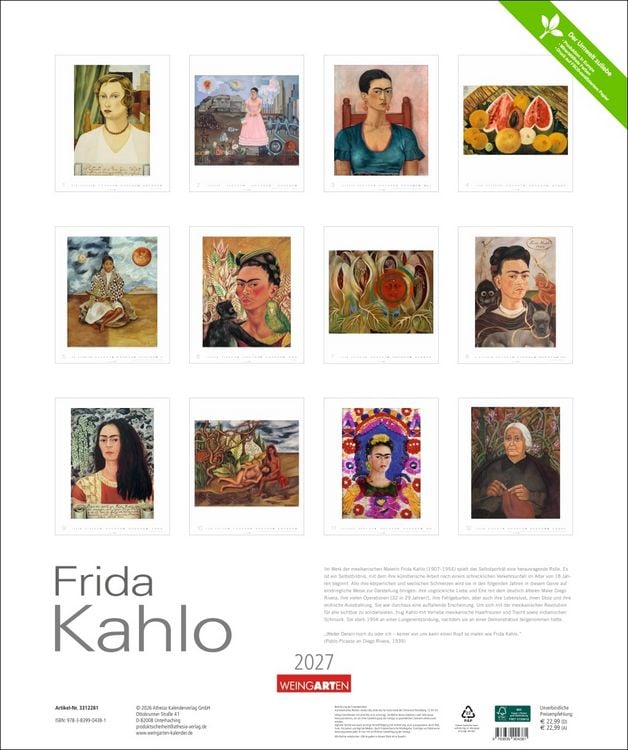 Produktbild: Frida Kahlo Edition Kalender 2027