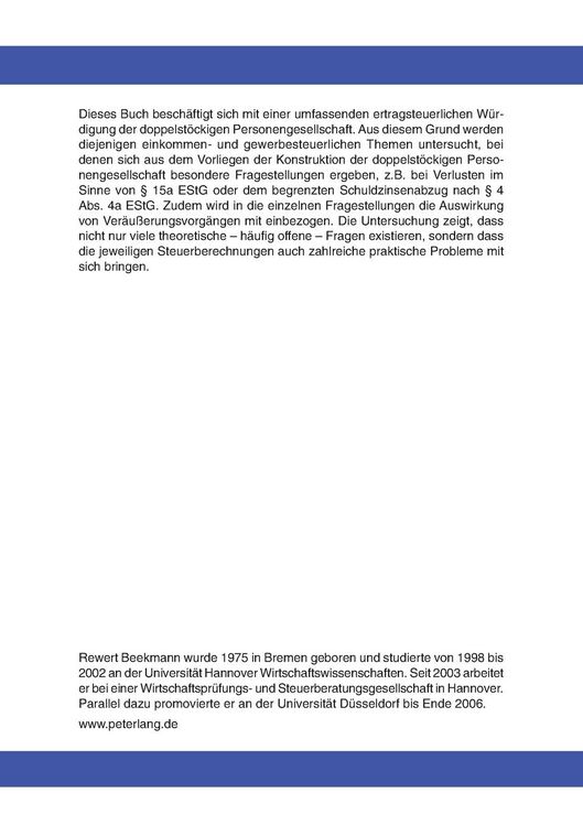 Produktbild: Ertragsteuerliche Behandlung der doppelst&ouml;ckigen Personengesellschaft
