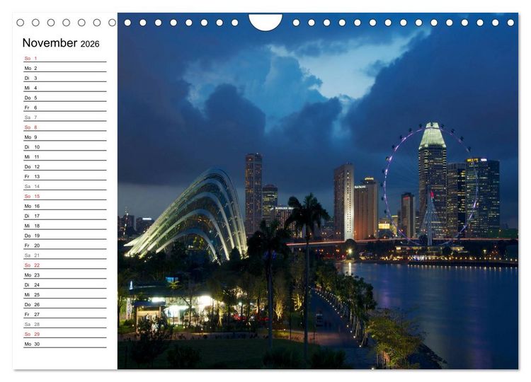 Produktbild: Singapur - Die Farben der Nacht (Wandkalender 2026 DIN A4 quer), CALVENDO Monatskalender