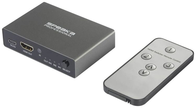 Produktbild: SpeaKa Professional SP-HDS-210 3 Port HDMI-Switch UHD 8K @ 60 Hz, UHD 4K @ 120Hz