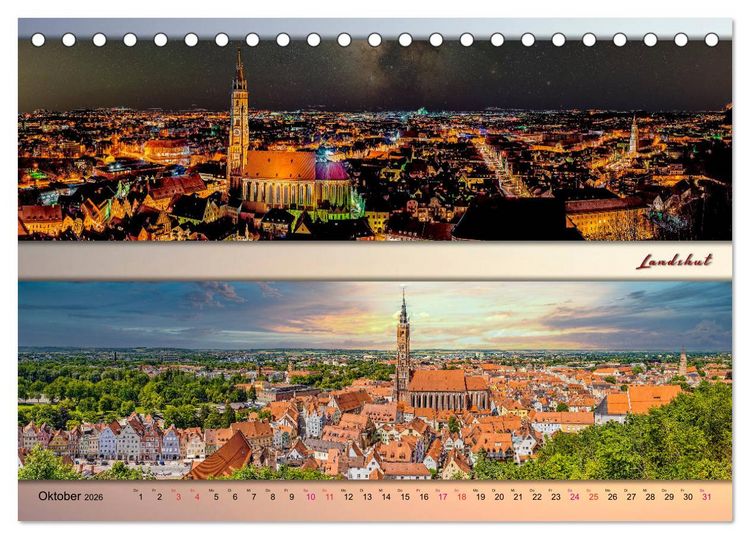 Produktbild: Faszinierende St&auml;dte in Deutschland - Panoramen (Tischkalender 2026 DIN A5 quer), CALVENDO Monatskalender