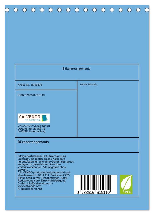 Produktbild: Bl&uuml;tenarrangements (Tischkalender 2026 DIN A5 hoch), CALVENDO Monatskalender