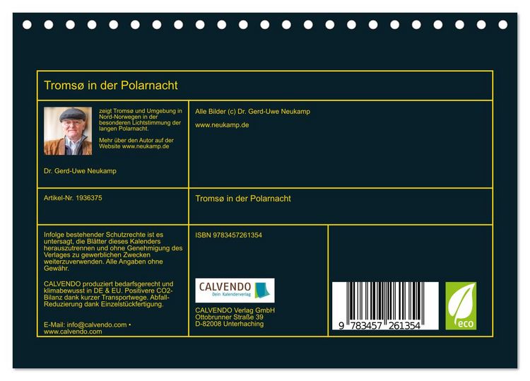 Produktbild: Troms&oslash; in der Polarnacht (Tischkalender 2026 DIN A5 quer), CALVENDO Monatskalender