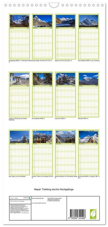 Produktbild: Familienplaner 2027 - Nepal- Trekking durchs Hochgebirge mit 5 Spalten (Wandkalender, 21 x 45 cm) CALVENDO