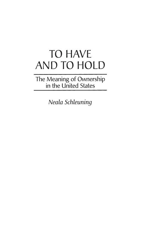 Produktbild: To Have and To Hold