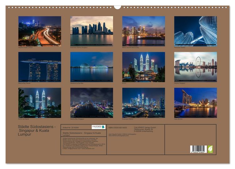 Produktbild: St&auml;dte S&uuml;dostasiens - Singapur & Kuala Lumpur (Wandkalender 2026 DIN A2 quer), CALVENDO Monatskalender