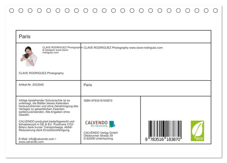 Produktbild: Paris (Tischkalender 2026 DIN A5 quer), CALVENDO Monatskalender
