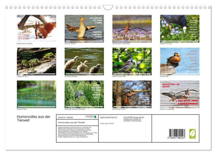 Produktbild: Humorvolles aus der Tierwelt (Wandkalender 2026 DIN A3 quer), CALVENDO Monatskalender
