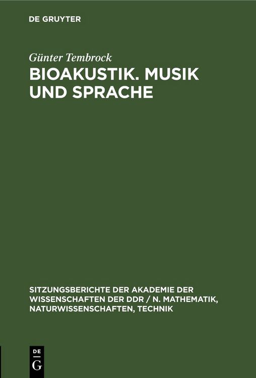 Produktbild: Bioakustik. Musik und Sprache