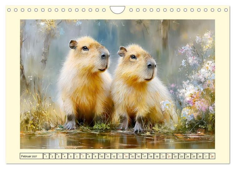 Produktbild: Capybaras. Zarte Momente zwischen Wasser und Wiesen (Wandkalender 2027 DIN A4 quer), CALVENDO Monatskalender
