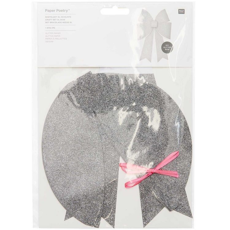 Produktbild: Bastelset XL-Schleife, Glitter, Silber Irisierend,, 200 g/m&sup2;