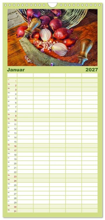Produktbild: Familienplaner 2027 - Zeitreise auf dem K&uuml;chentisch mit 5 Spalten (Wandkalender, 21 x 45 cm) CALVENDO
