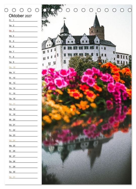 Produktbild: Sachsens Burgen und Schl&ouml;sser - Beschreibbarer Kalender mit Ortsangaben (Tischkalender 2027 DIN A5 hoch), CALVENDO Monatskalender