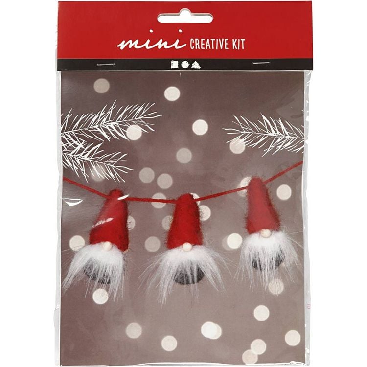 Produktbild: Creativ Company DIY Sets Nadelfilzen Mini Kreativ Set, Weihnachtswichtel an einem Seil, H 6 cm, Kreativ Box