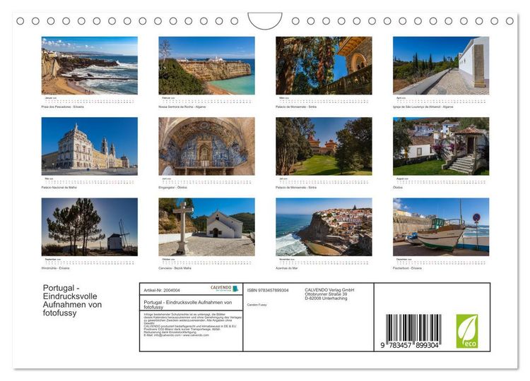 Produktbild: Portugal - Eindrucksvolle Aufnahmen von fotofussy (Wandkalender 2026 DIN A4 quer), CALVENDO Monatskalender