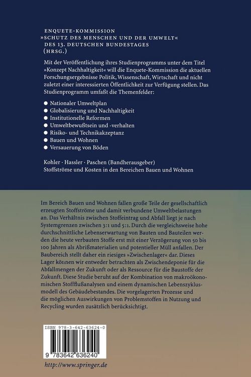 Produktbild: Stoffstr&ouml;me und Kosten in den Bereichen Bauen und Wohnen