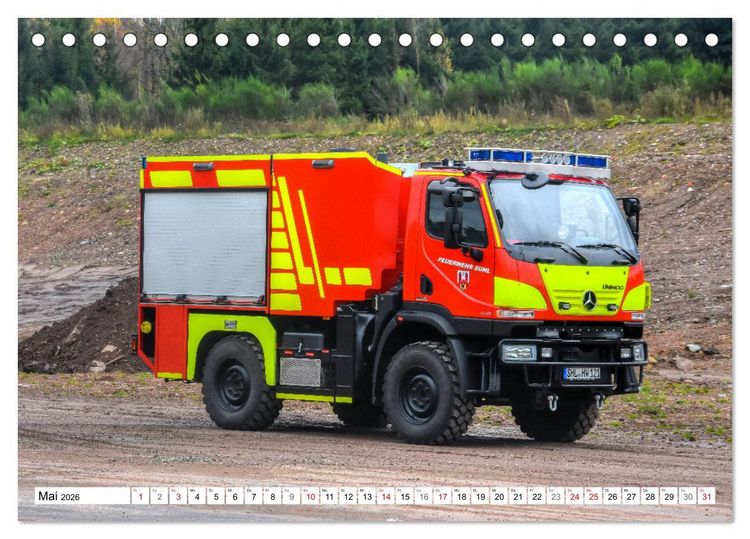 Produktbild: Feuerwehrfahrzeuge (Tischkalender 2026 DIN A5 quer), CALVENDO Monatskalender