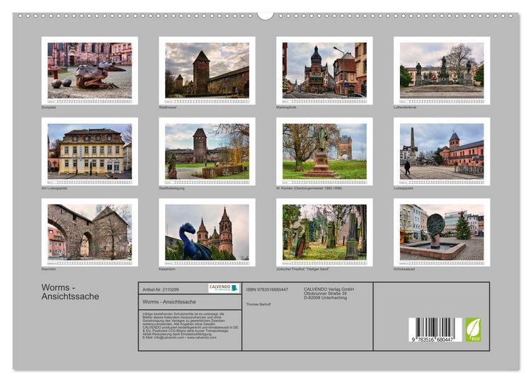 Produktbild: Worms - Ansichtssache (hochwertiger Premium Wandkalender 2026 DIN A2 quer), Kunstdruck in Hochglanz