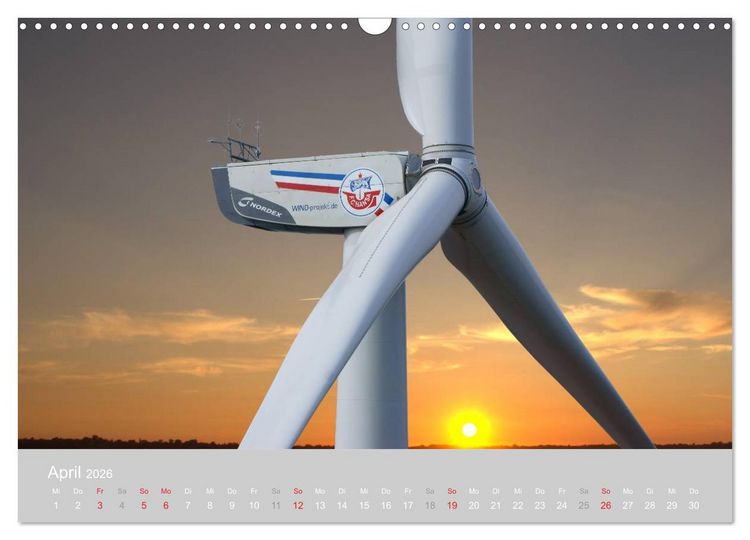 Produktbild: Windkraftanlagen aus der Luft fotografiert (Wandkalender 2026 DIN A3 quer), CALVENDO Monatskalender