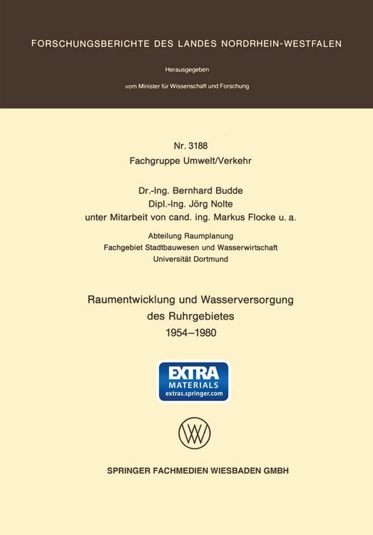 Produktbild: Raumentwicklung und Wasserversorgung des Ruhrgebietes 1954 &ndash; 1980