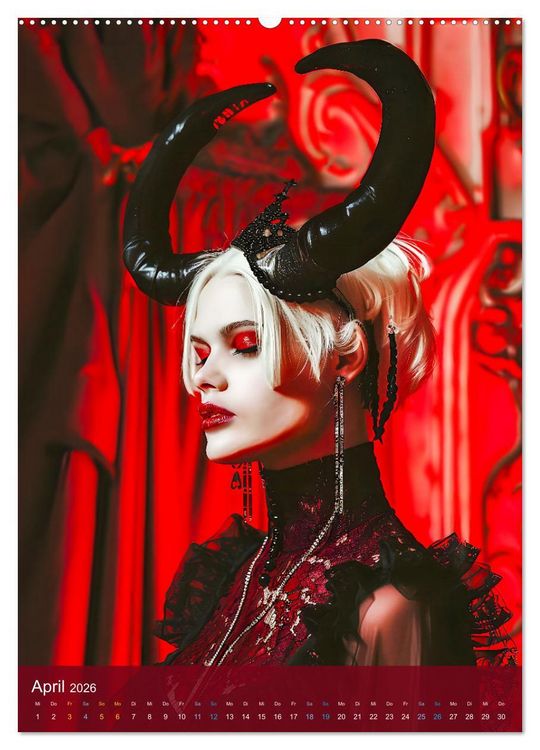 Produktbild: Teuflische Gothics - Gothic, Girls und Hörner (Wandkalender 2026 DIN A2 hoch), CALVENDO Monatskalender