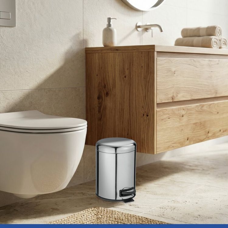 Produktbild: Kosmetik Treteimer Mod. Leman Edelstahl Gl&auml;nzend 5L, mit herausnehmbarem Einsatz