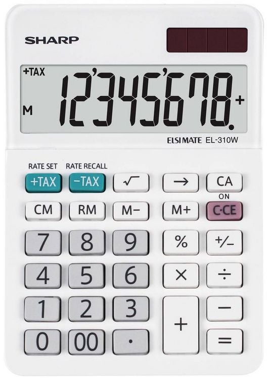 Produktbild: Sharp EL-310W Taschenrechner Wei&szlig; Display (Stellen): 8 batteriebetrieben, solarbetrieben