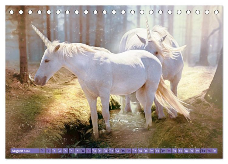 Produktbild: Einhorn Welt - vertr&auml;umte Einhornbilder (Tischkalender 2026 DIN A5 quer), CALVENDO Monatskalender