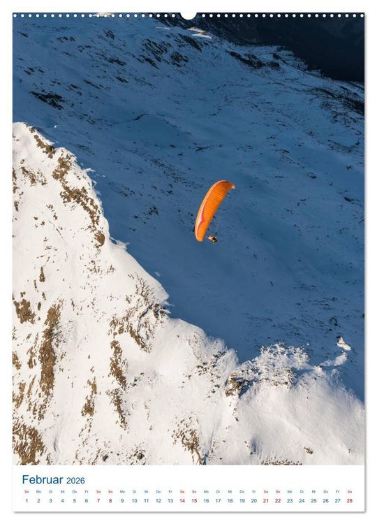 Produktbild: Paragliding - von gr&uuml;nen Wiesen zu schroffen Gletschen (hochwertiger Premium Wandkalender 2026 DIN A2 hoch), Kunstdruck in Hochglanz