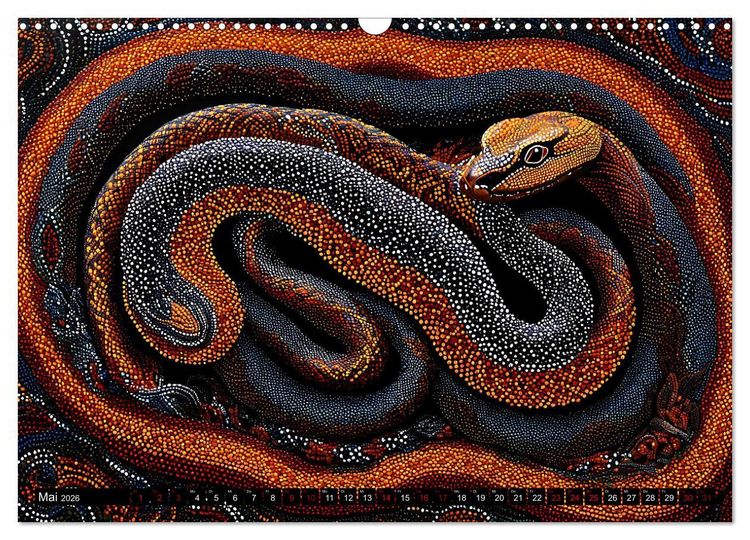Produktbild: Traumzeit - KI-generierte Aborigine-Kunst aus dem Herzen Australiens (Wandkalender 2026 DIN A3 quer), CALVENDO Monatskalender