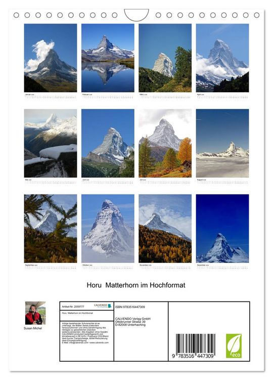 Produktbild: Horu Matterhorn im Hochformat (Wandkalender 2026 DIN A4 hoch), CALVENDO Monatskalender