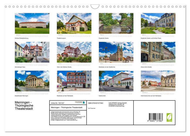 Produktbild: Meiningen - Th&uuml;ringische Theaterstadt (Wandkalender 2026 DIN A3 quer), CALVENDO Monatskalender